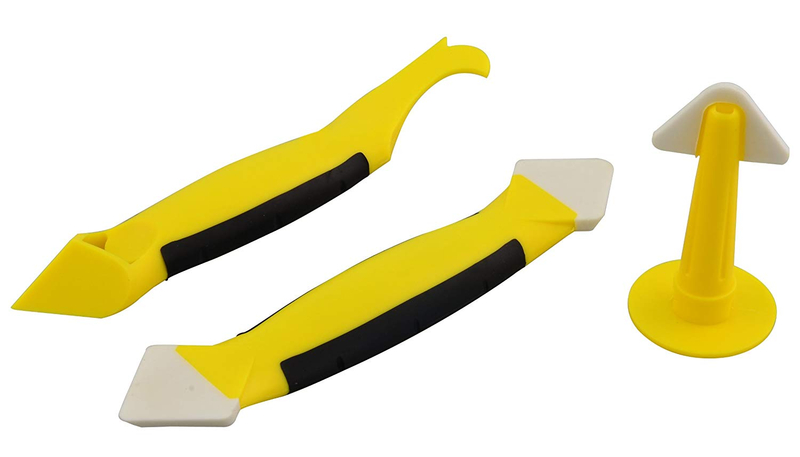 3 Pieces Caulking Tool Kit,Yellow Silicone Sealant Finishing and Replace Removal Tool with a Caulk Nozzle