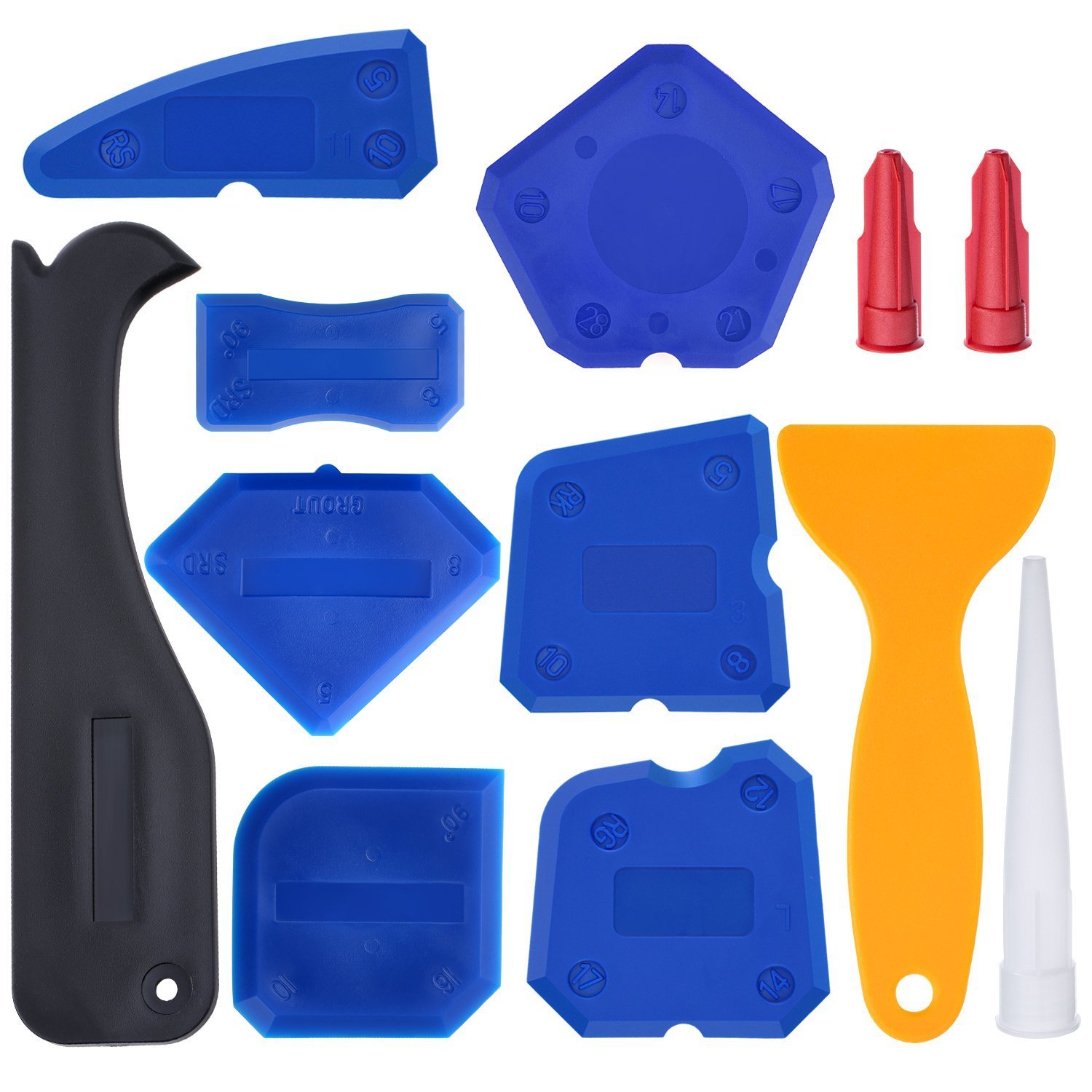 12 Pieces Caulking Tool Kit Silicone Trowel(Yellow)