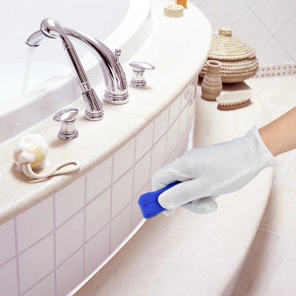 15 Pieces Caulk Finishing Tool Kit, Caulk Caps Sealant Finishing Tool for Bathroom Kitchen and Floor Sealing (Blue,Black,White,Red)