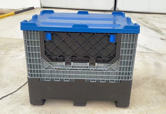 Caja de paletas de plástico resistente plegable con tapa