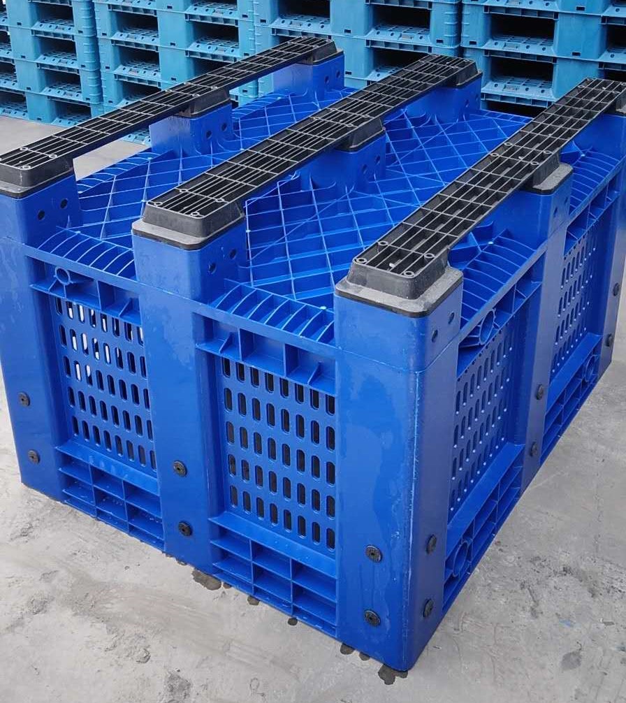 Contenedores a granel de paletas de plástico de almacenamiento ventilado apilables grandes