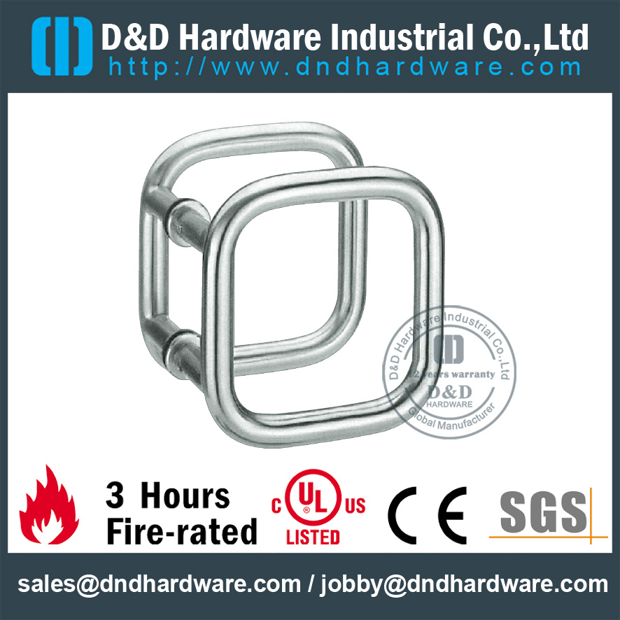 Tirador de puerta de anillo cuadrado doble de acero inoxidable para puerta de metal-DDPH040